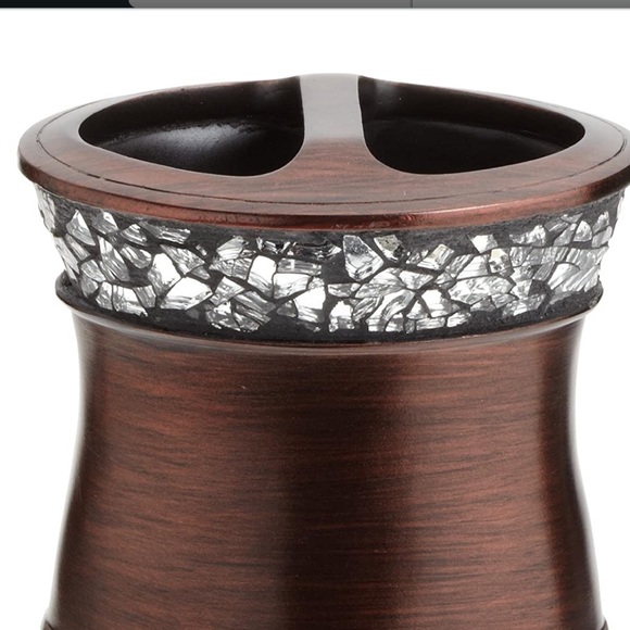 Elite Toothbrush Holder Bronze Glass Crystal Trim - Picture 2 of 6